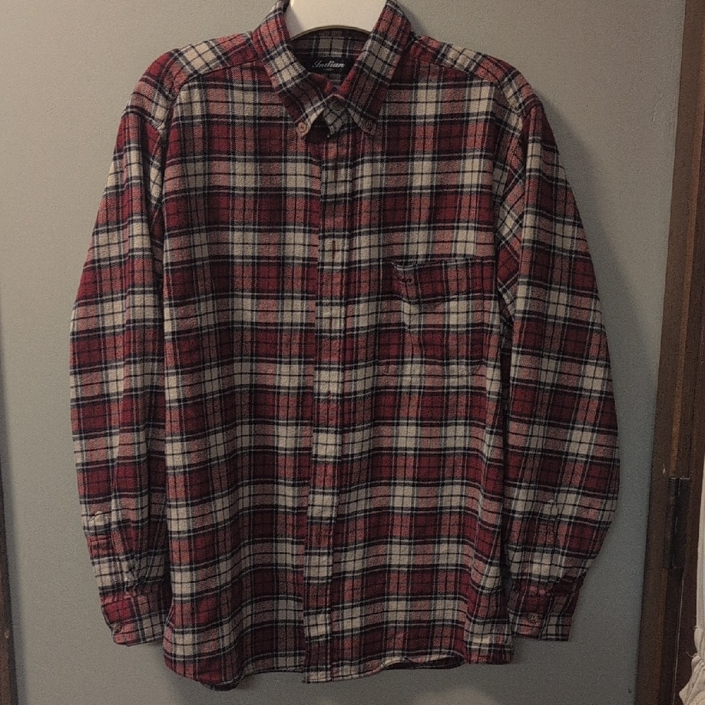Indian Motorcycle Classic Red Plaid Men's Shirt